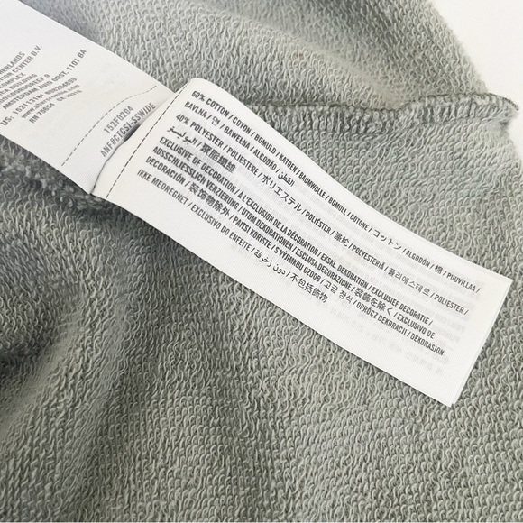 Abercrombie & Fitch Terry Pullover Top Womens Size M Green Boxy Tie Back Raw Hem - Picture 6 of 7